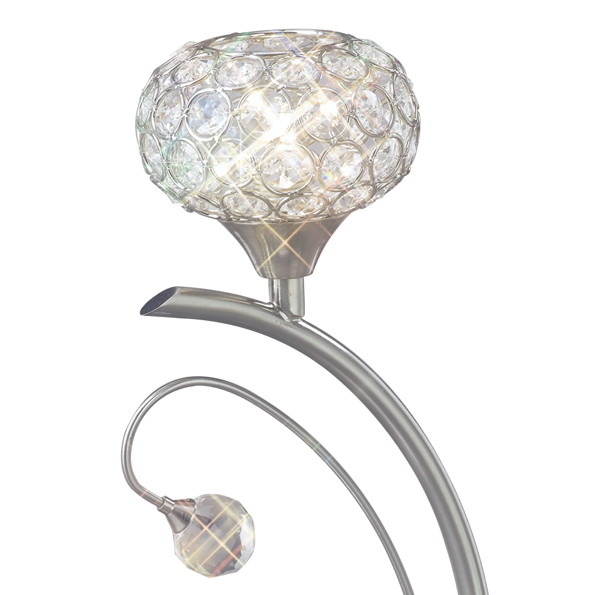 Cara Satin Nickel Crystal Table Lamps Diyas Armed Table Lamps